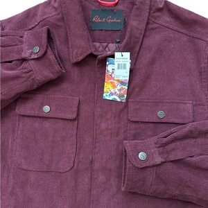 Robert Graham Burgundy Quilted Corduroy Coat Jacket Men’s Size Large NWTS Preppy